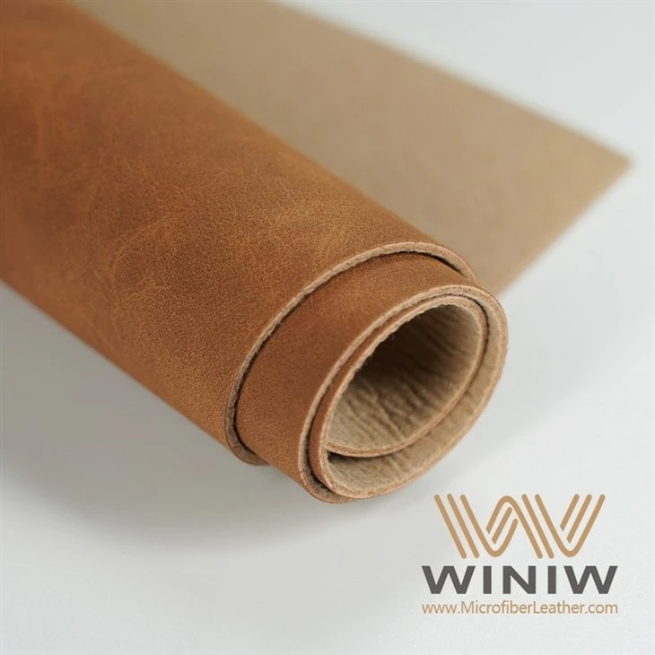 Brown PVC Vinyl Fabric Artificial Leather For Bag Labels